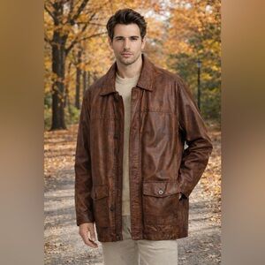 EUC “Black Brown 1826” Men's Rich Brown Leather Field Jacket from Lord & Taylor